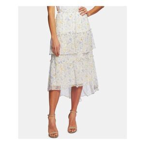 CECE Womens White Floral Skirt Size: L